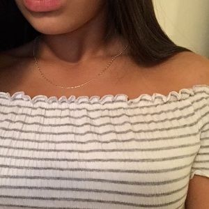 Striped off the shoulder lettuce cut top